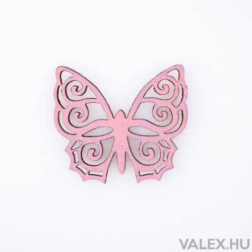 10pcs. painted wooden butterfly 4 x 4.5cm - Pink