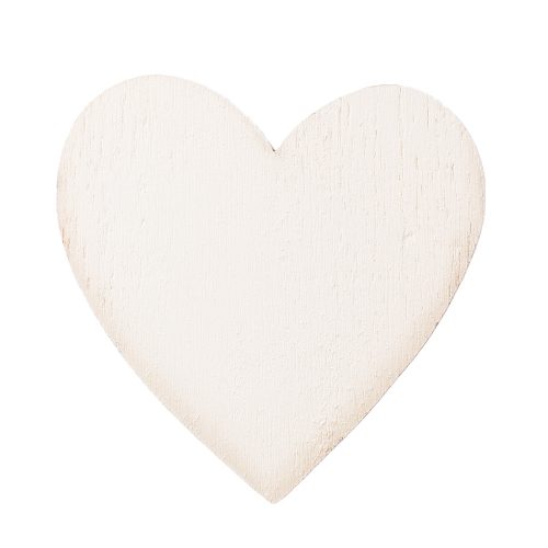 5 pcs. Wooden heart 7cm - White