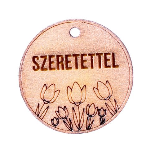 5pcs. Tulips, "Szeretettel" inscription table 5cm - Champagne color
