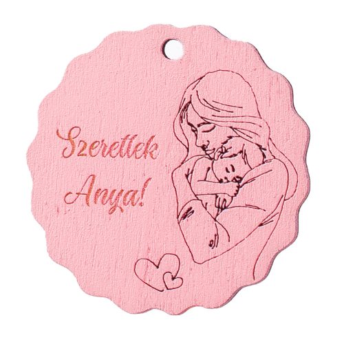5pcs. "Szeretlek Anya!" inscription table 5cm - Pink