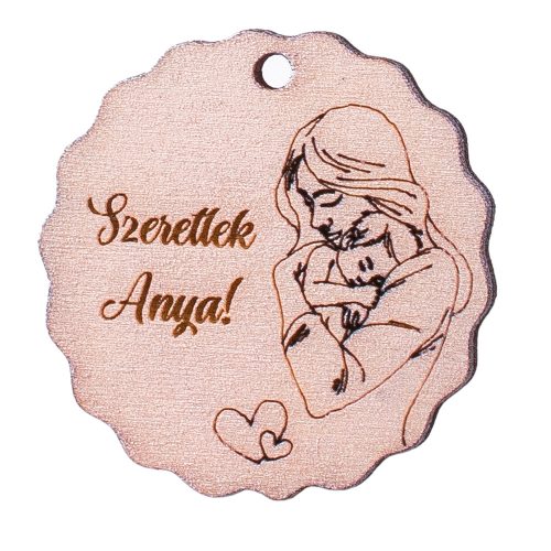 5pcs. "Szeretlek Anya!" inscription table 5cm - Champagne