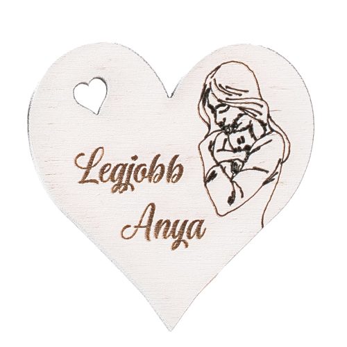 5pcs. "Legjobb Anya" inscription heart 5cm - White