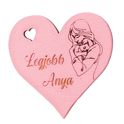 5pcs. "Legjobb Anya" inscription heart 5cm - Pink