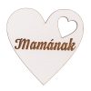 6pcs. "Mamának" inscription painted wooden heart 5cm - White