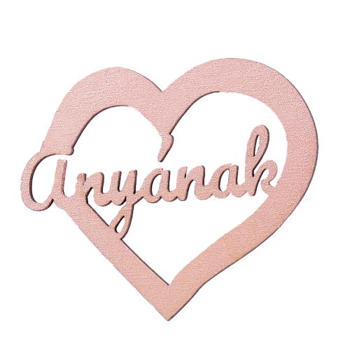 4pcs. Painted wooden heart "Anyának" 7 x 6cm - Champagne