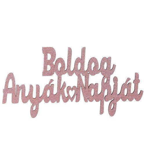 3pcs. "Boldog Anyák Napját" wooden inscription 12 x 6cm - Metallic champagne 