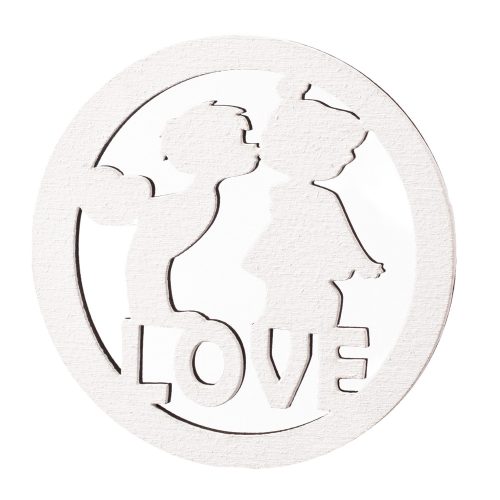 4db. lézervágott "Love" karika 7cm - Fehér