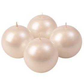   Adventi gömb gyertya készlet 8cm - Metál gyöngyház fehér