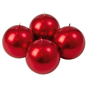 Adventi gömb gyertya készlet 8cm - Metál piros