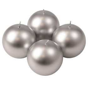 Adventi gömb gyertya készlet 8cm - Metál ezüst