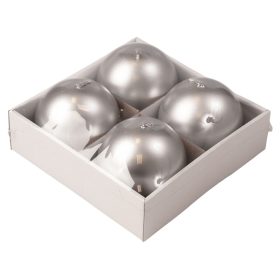 Adventi gömb gyertya készlet 8cm - Metál ezüst