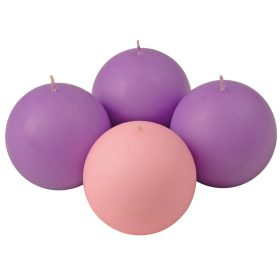   Adventi gömb gyertya készlet 8cm - Matt 3 lila, 1 rózsaszín