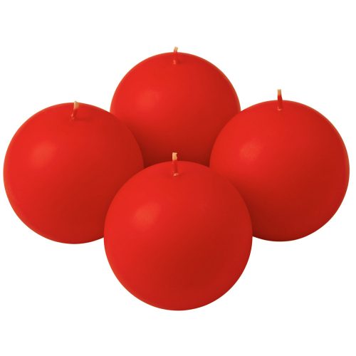 Adventi gömb gyertya készlet 8cm - Matt piros