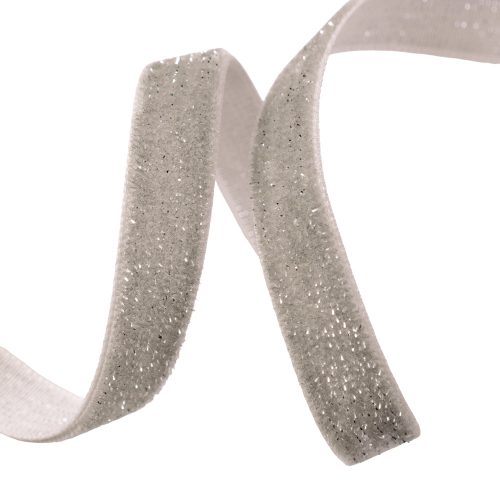 Glittering velvet ribbon 10mm x 10m - Gray