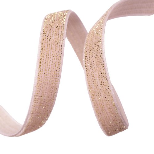 Glittering velvet ribbon 10mm x 10m - Powder pink