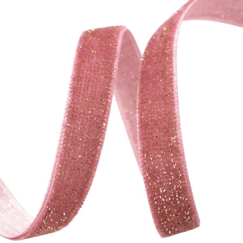 Glittering velvet ribbon 10mm x 10m - Mallow