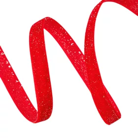 Glittering velvet ribbon 10mm x 10m - Red