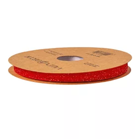 Glittering velvet ribbon 10mm x 10m - Red