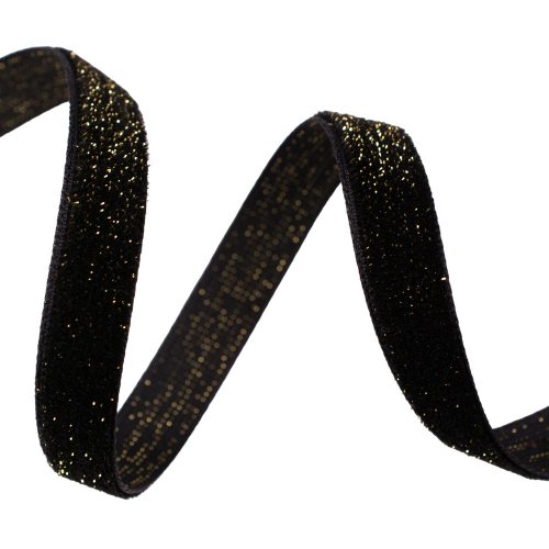Glittering velvet ribbon 10mm x 10m - Black
