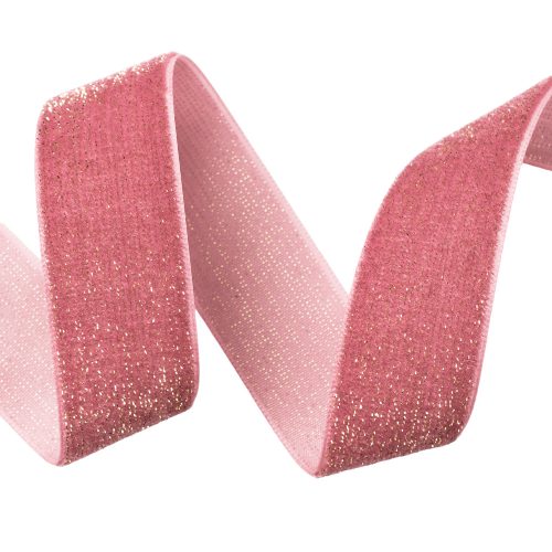 Glittering velvet ribbon 25mm x 10m - Mallow