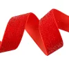 Csillogó bársony szalag 25mm x 10m - Piros