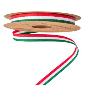   Magyar nemzeti színű szatén szalag, anyagában színes, 2 oldalas - 10mm x 10m