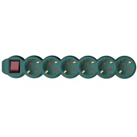 6-Way Extension Cord, 3 m, 3x1.5 mm², Green