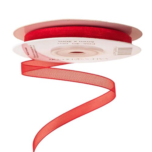 Organza ribbon 6mm x 20m - Red