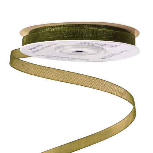 Organza ribbon 6mm x 20m - Olive green