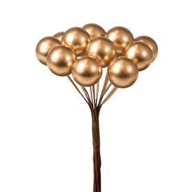 Bogyós dekor pick ⌀ 1.5 cm, 12 szál, 10cm magas - Arany