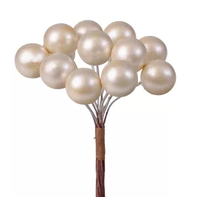 Berry Decorative Pick, 12 stems, 10cm high - Ecru