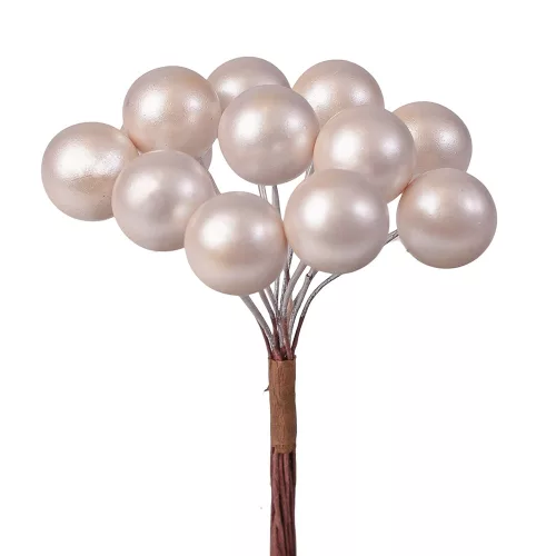 Bogyós dekor pick, 12 szál, 10cm magas - Ekrü