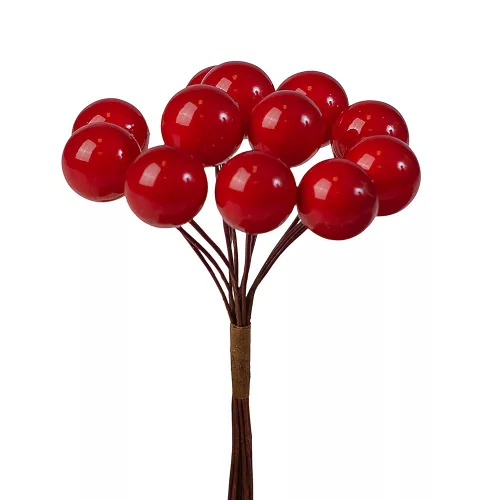 Bogyós dekor pick, 12 szál, 10cm magas - Piros