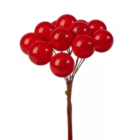 Bogyós dekor pick ⌀ 1.9 cm, 12 szál, 11 cm magas - Piros
