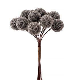   Cukros bogyós dekor pick ⌀ 1.6 cm, 12 szál, 10 cm magas - Fekete