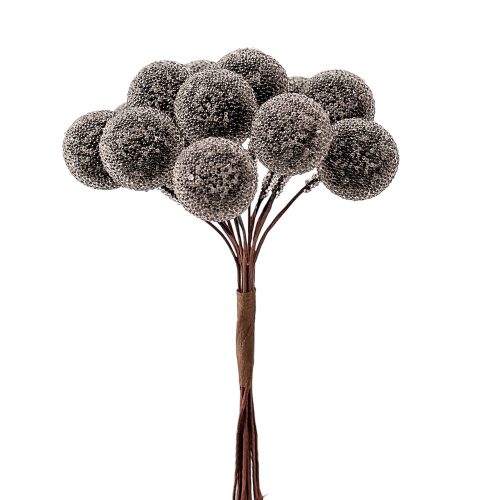 Cukros bogyós dekor pick ⌀ 1.6 cm, 12 szál, 10 cm magas - Fekete