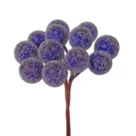  Cukrozott bogyós dekor pick Ø 1.5cm, 12 szál, 11cm magas - Sötétkék