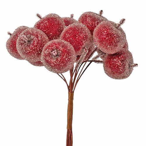 Cukros mini alma dekor pick ⌀ 2.2 cm, 12 szál, 10 cm magas - Piros