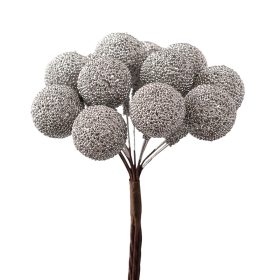   Gyöngyös dekor gömb pick ⌀ 2.2 cm, 12 szál, 10 cm magas - Ezüst