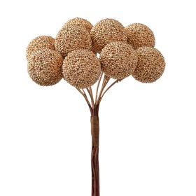   Gyöngyös dekor gömb pick ⌀ 2.2 cm, 12 szál, 10 cm magas - Arany