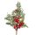 Piros bogyós dekor pick fenyővel és tobozzal, 20 cm magas