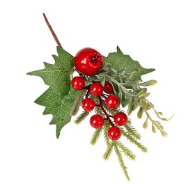   Piros bogyós dekor pick levelekkel és fenyőágakkal, 21 cm magas