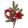 Piros bogyós dekor pick fenyőágakkal és tobozokkal, 24 cm magas