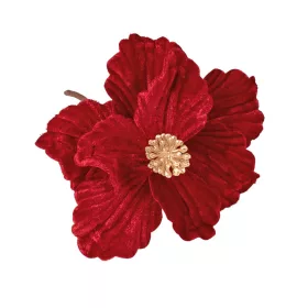   Bársony mikulásvirág dekor pick ⌀ 14cm, 15cm magas - Bordó