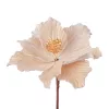 Bársony mikulásvirág dekor pick ⌀ 14cm, 15cm magas - Ekrü