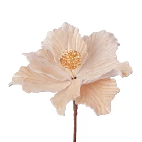   Bársony mikulásvirág dekor pick ⌀ 14cm, 15cm magas - Ekrü