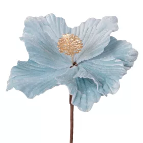  Bársony mikulásvirág dekor pick ⌀ 14cm, 15cm magas - Világoskék