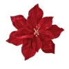 Bársony mikulásvirág dekor pick ⌀ 18cm, 20cm magas - Bordó