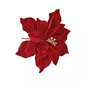   Bársony mikulásvirág dekor pick ⌀ 18cm, 20cm magas - Bordó