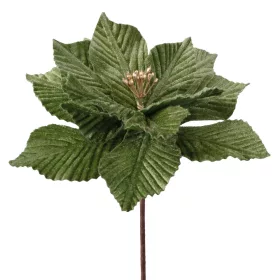   Bársony mikulásvirág dekor pick ⌀ 18cm, 20cm magas - Zöld
